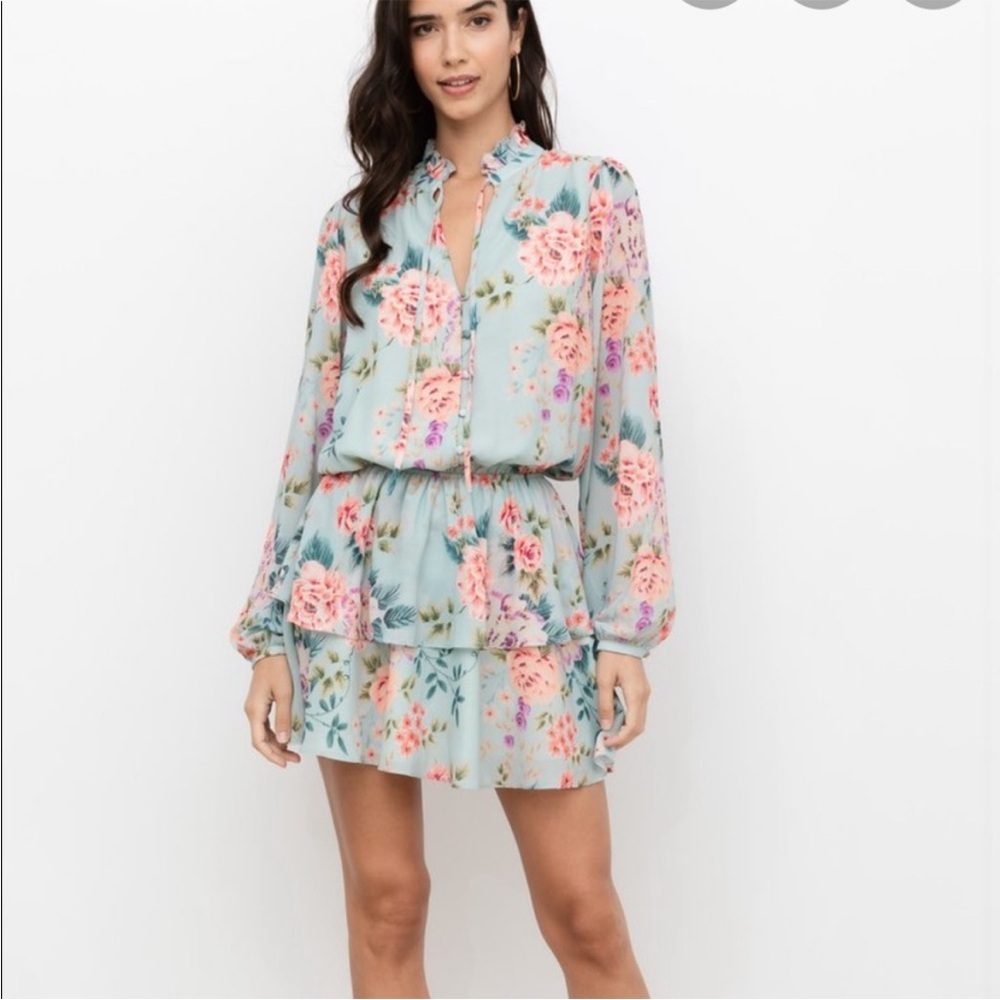 Yumi Kim Long Sleeve Floral Love Always Dress in Blue and Pink Size Small - Picture 10 of 11